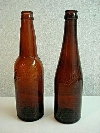 Vintage/antique Embossed Marx And Schlitz Brewing Co.  Amber Beer Bottles - Vgcond