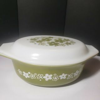 Vintage Pyrex Crazy Daisy Spring Blossom Oval Casserole Dish With Lid 043