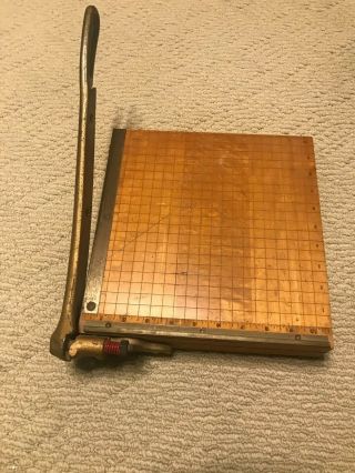 Vintage Ingento No.  3 Wood Cast Iron Handle Paper Cutter Ideal School Supply Co.