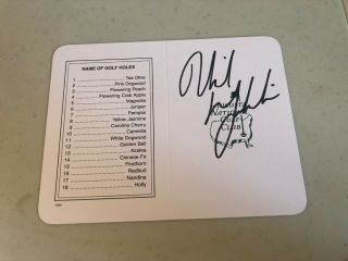 Phil Mickelson Signed Masters Scorecard 3x Champion
