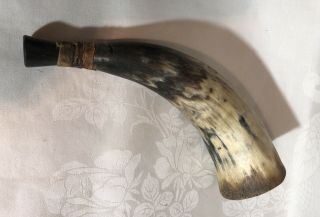 Antique Vintage Hunting Horn Primitive Folk Art Bull Horn Moose Call 11 "