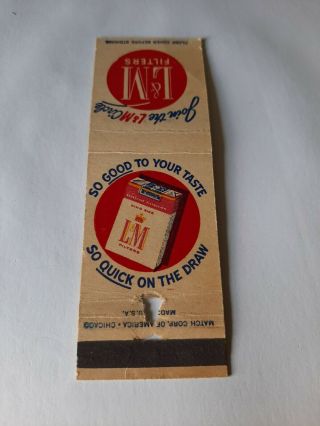 Vintage L & M Cigarettes Matchbook Cover