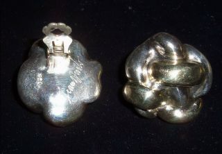 VTG FREDERIC JEAN DUCLOS Sterling Silver Two Tone Cable Knot Clip - on Earrings 2