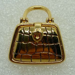 Signed Napier Vintage Hand Bag Purse Brooch Pin Gold Tone Costume Jewelry