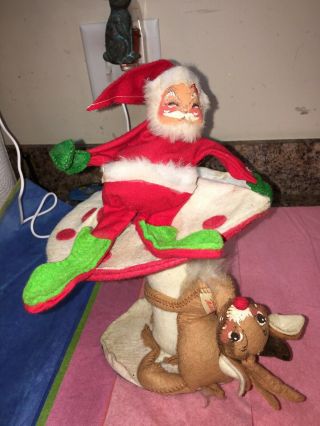 Vintage Annalee Mobilitee Christmas Santa Claus With Rudolph Reindeer 1970 Doll