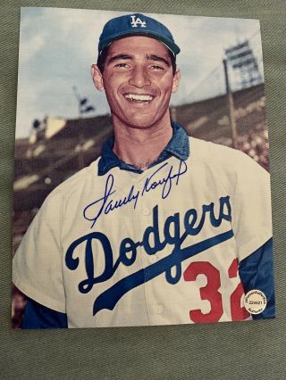 Sandy Koufax Hand Signed Autographed 8x10 Los Angeles Dodgers Photo