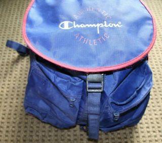 Vintage Authentic Champion Athletic Gym Backpack School Bag Color Blue