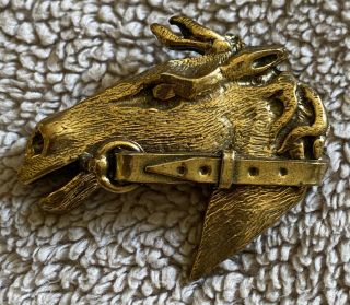 Vtg Signed Zentall Gold Tone Horse Brooch Pin