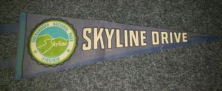 Vintage Felt Skyline Drive Shenandoah National Park Virginia Pennant 15 Inch