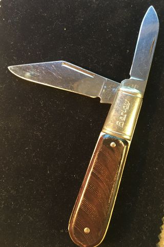 Vintage Pocket Knife Colonial Prov Usa Barlow 2 Blade Brown Saw Cut Handles