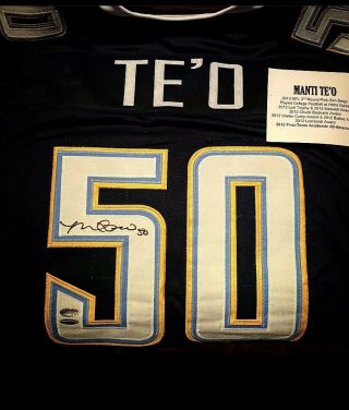 Manti Te’o Signed Jersey - Tri - Star Certified - San Diego Chargers