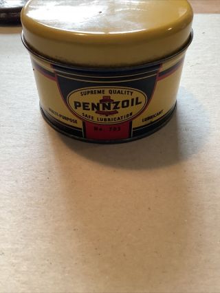 Vintage Pennzoil Tin Can 705 One Pound Multi - Purpose Lubricant Grease