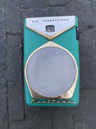 Vintage Realtone Electra Transistor Radio Tr - 801 With Leather Case Parts/repair