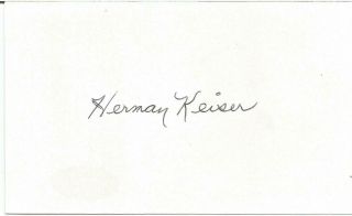 Herman Keiser Signed Index Card - Jsa Authenticated