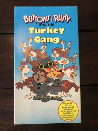 Vintage 1987 Buttons & Rusty And The Turkey Gang Vhs First Thanksgiving Children