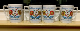 4 - Vintage Berggren Swedish Scandinavian Coffee Mugs / Cups White Floral