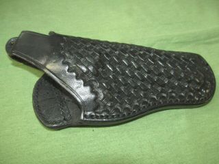 Vintage Safety Speed Black Leather Holster For S&w K Frame W/4 " Bbl - Basketweave