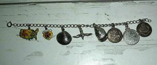 7 " Vintage Charm Sterling Bracelet With Sterling Silver Charms 7