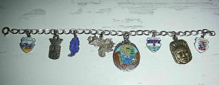 7 " Vintage Charm Sterling Bracelet With Sterling Silver Charms & 1 Gold Charm 2