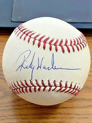 Rickey Henderson Signed Autographed Oml Baseball Athletics,  Yankees Hof