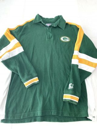 Vintage Green Bay Packers Nfl Starter Pro Line Rugby Polo Shirt - Men 