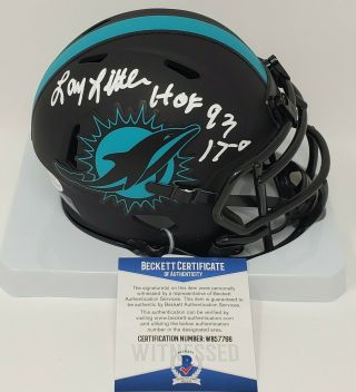 Larry Little Miami Dolphins Signed Autographed Eclipse Mini Helmet Hof 93 17 - 0