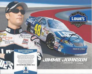Jimmie Johnson Signed Nascar Hero Card Photo Beckett Authentic Autograph