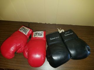 2 Pair Vintage Leather Everlast Boxing Training Gloves Laced 16oz Jh Sports Mma