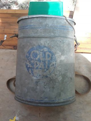 Vintage Old Pal Oval Wading Minnow Bait Can Bucket Galvanized Metal W/ Strap