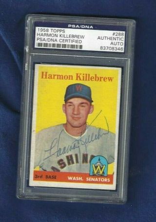 Harmon Killebrew Autographed 1958 Topps Baseball Card Washington Senators Twins