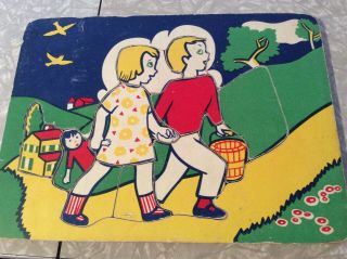 Vintage Joseph K.  Straus — Jack And Jill— Childrens Wood Wooden Puzzle
