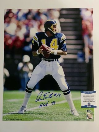Dan Fouts Hof 93 San Diego Chargers Signed Autograph 16 X 20 Photo Bas Beckett