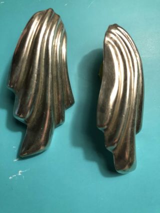Vintage Taxco Mexico Large Sterling Silver Earrings