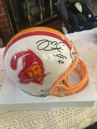 Mike Alstott Autographed Hand Signed Tampa Bay Bucs T/b Mini Helmet With