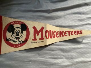 Vintage Mickey Mouse Club Mouseketeer Pennant