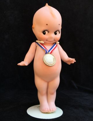10 " Bisque Kewpie Doll,  Vtg Jointed Hand Painted Porcelain 