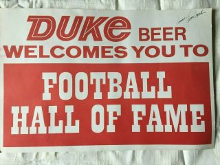 Vintage Duke Beer Advertising Display Sign Football Hof Signed Vince Lombardi