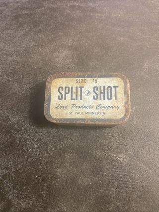 Vintage Lead Products Co.  Split Shot Fishing Metal Tin Box