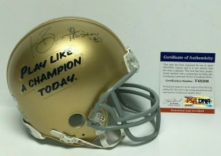 Tim Brown Signed Notre Dame Mini - Helmet " Heisman 87 " Psa Y48206