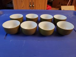 Vintage Set Of 8,  Small Plain Green/white Porcelain Tea Cups Dipping Bowls Japan