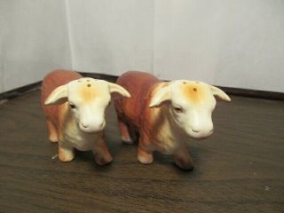 Vintage Ceramic Bull Steer Cow Figurines Salt & Pepper Shakers - Japan