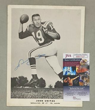 Johnny Unitas Signed 8x10 Photo Autographed Auto Jsa Baltimore Colts Hof