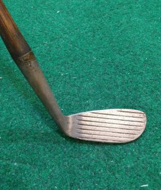Antique Vintage Spalding Hickory Shaft Golf Club Deep Groove Lh Sky - Iron 37 " M8