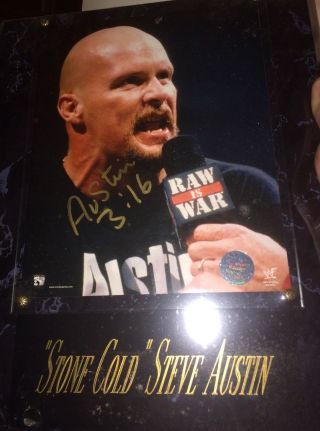 Stone Cold Steve Austin Autographed Signed 8 X 10 Photo Wall Plaque Wwe Wwf