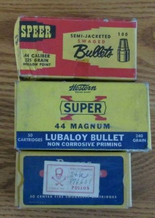 Vintage Empty Ammo Boxes 44 Magnum 38 Special And 44 Cal.  Hollow Point Box