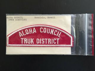 Bsa Boy Scouts Red White Shoulder Aloha Council Truk District Vintage 1970s