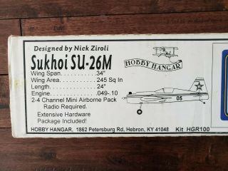 Vintage Hobby Hanger Rc Balsa Model Airplane Kit,  For.  049 To.  10 Engines,  Nos