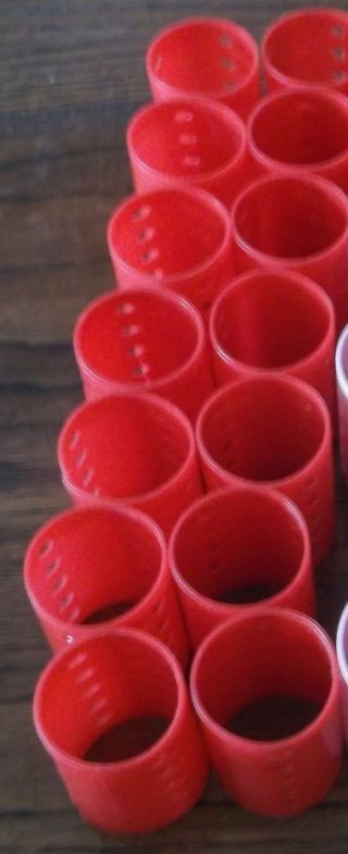 10 1 3/4 " Red Magnetic Hair Roller Curlers.  Vintage Strong Washable Plastic