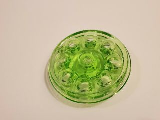 Vintage Green 9 Hole Depression Glass Flower Frog