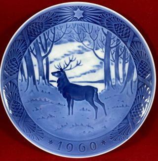 Vintage Royal Copenhagen Denmark Blue Christmas Plate 1960 - The Stag - Tc